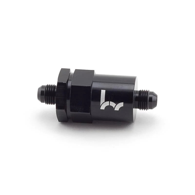 HYBRID RACING BLACK INLINE FUEL FILTER -6AN TO -6AN (UNIVERSAL)