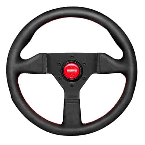 MOMO Monte Carlo 320mm Black Leather Red Horn Steering Wheel