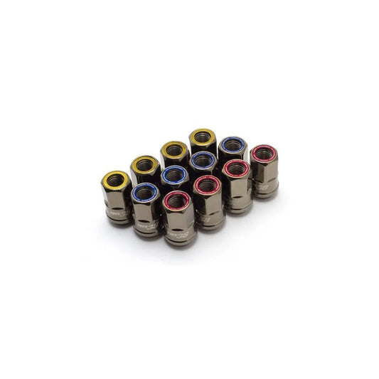 Muteki HR38 Open Lug Nuts - Titanium Chrome / Red Ring 12x1.25